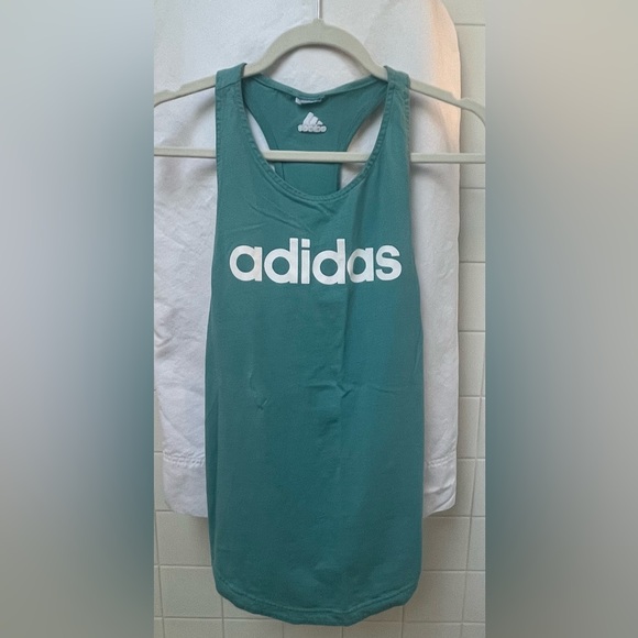 ADIDAS WOMEN'S ESSENTIALS LOOSE LOGO MEDIUM TANK TOP IN MINT/WHITE - Picture 5 of 6
